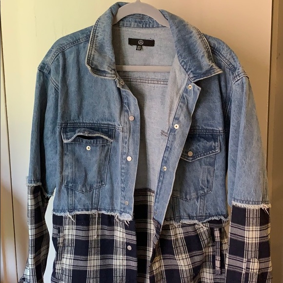 half and half jean jacket